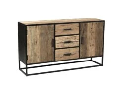 TANETOA - Buffet 2 Portes 3 Tiroirs En Teck Recyclé Et Métal