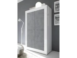 Vaisselier 4 Portes Blanc/Béton Ciré Clair - MATERA