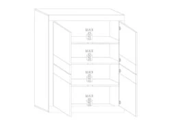 Vaisselier 4 Portes Blanc/Béton Ciré Clair - MATERA -Electroménager Soldes buffet 11127679