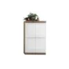 Vaisselier 4 Portes Blanc Laqué Brillant/Chêne Naturel - SPEZIA -Electroménager Soldes buffet 11127805