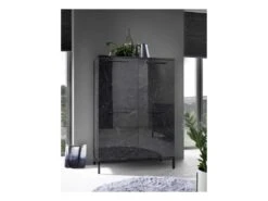 Vaisselier 4 Portes Marbre Noir Brillant - CALABRE