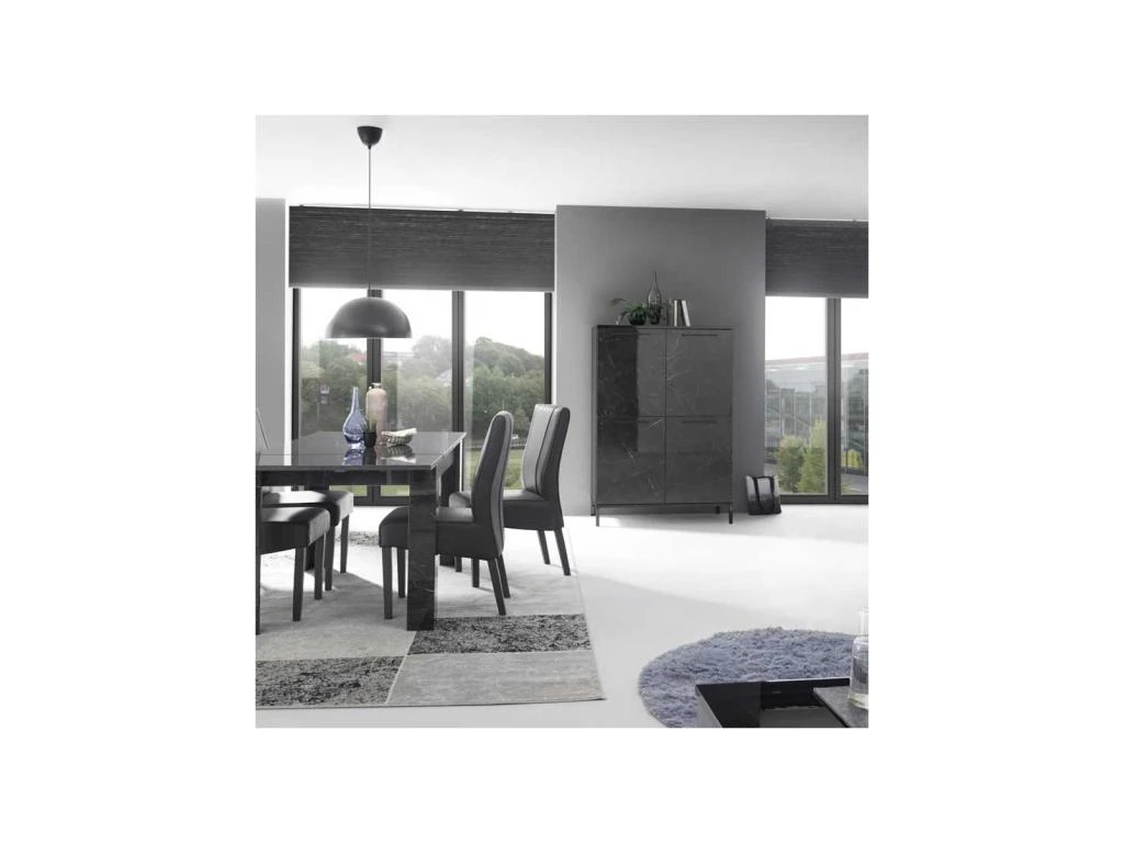 Vaisselier 4 Portes Marbre Noir Brillant - CALABRE 5 Vaisselier 4 Portes Marbre Noir Brillant - CALABRE – Image 3