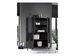 Vaisselier 4 Portes Marbre Noir Brillant - CALABRE 10 Vaisselier 4 Portes Marbre Noir Brillant - CALABRE -Electroménager Soldes buffet 11127943