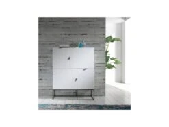 Vaisselier 4 Portes Laqué Blanc/Métal - ONEL 9 Vaisselier 4 Portes Laqué Blanc/Métal - ONEL -Electroménager Soldes buffet 11127963