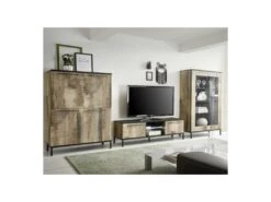 Vaisselier 4 Portes Bois Fumé - CALABRE -Electroménager Soldes buffet 11128075