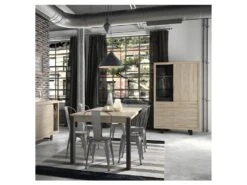 Vaisselier 4 Portes à Leds Chêne Clair/Noir - NINA -Electroménager Soldes buffet 11128307