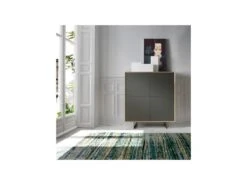 Vaisselier 4 Portes Laque Moka/Métal - TORY -Electroménager Soldes buffet 11128371