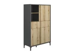 Vaisselier 3 Portes 1 Tiroir Chêne/Noir - NECTAIRE