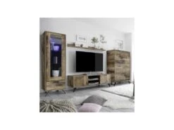 Vaisselier Armoire De Salon 4 Portes Planches Bois - PALERME -Electroménager Soldes buffet 11140297