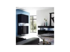 Vaisselier 2 Portes Laqué Noir à LEDs - TARENTE N°2 -Electroménager Soldes buffet 11140343