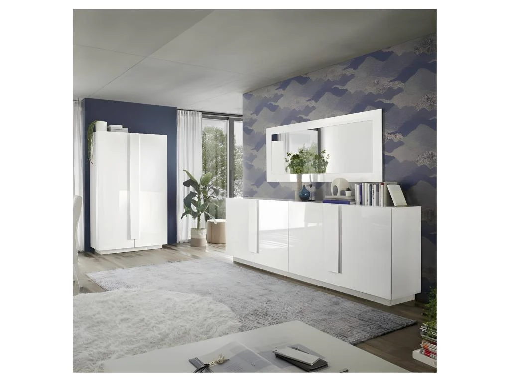 Vaisselier 2 Portes Laqué Blanc Brillant - STARS 4 Vaisselier 2 Portes Laqué Blanc Brillant - STARS – Image 2