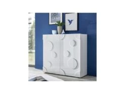 Vaisselier 2 Portes Blanc Laqué Brillant - PEPPERONI -Electroménager Soldes buffet 11140471