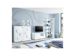 Vaisselier 2 Portes Blanc Laqué Brillant - PEPPERONI -Electroménager Soldes buffet 11140475