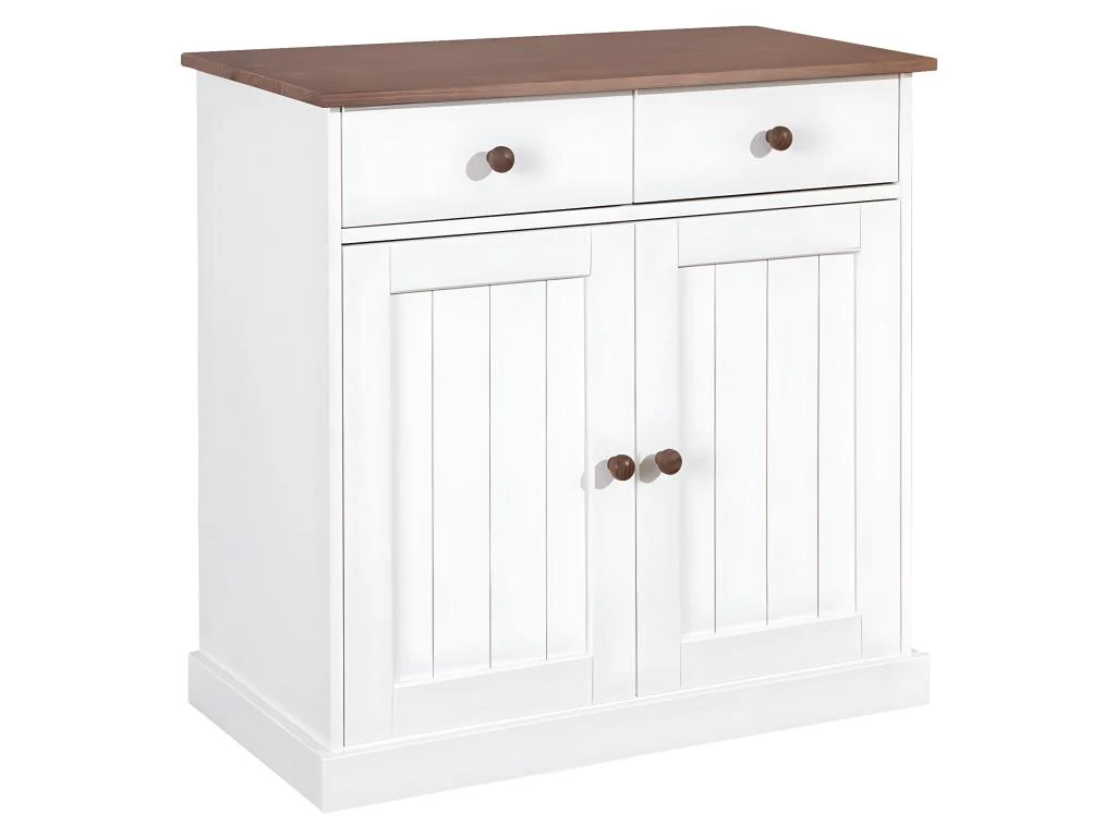 SOCOA - Buffet 2 Portes 2 Tiroirs Bois Massif Vernis Sepia Et Blanc 3 SOCOA - Buffet 2 Portes 2 Tiroirs Bois Massif Vernis Sepia Et Blanc