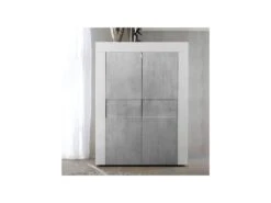 Vaisselier 2 Portes Blanc/Béton - TRANI