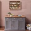 MELINA - Pack Buffet 3 Portes + Vitrine Murale Aspect Chêne -Electroménager Soldes buffet 12914773
