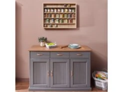 MELINA - Pack Buffet 3 Portes + Vitrine Murale Aspect Chêne