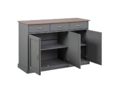 MELINA - Pack Buffet 3 Portes + Vitrine Murale Aspect Chêne -Electroménager Soldes buffet 12914779