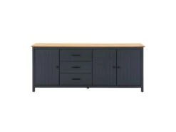 TINA - Buffet Bas 3 Portes 3 Tiroirs Bois Ciré Et Bleu Pétrole 9 TINA - Buffet Bas 3 Portes 3 Tiroirs Bois Ciré Et Bleu Pétrole -Electroménager Soldes buffet 13029877