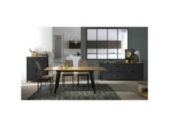 TINA - Buffet Bas 3 Portes 3 Tiroirs Bois Ciré Et Bleu Pétrole 11 TINA - Buffet Bas 3 Portes 3 Tiroirs Bois Ciré Et Bleu Pétrole -Electroménager Soldes buffet 13029881