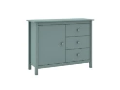 DAVA - Meuble De Rangement 1 Porte 3 Tiroirs En Pin Massif Vert Pétrole -Electroménager Soldes buffet 13029897