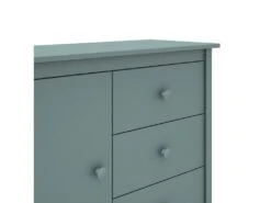 DAVA - Meuble De Rangement 1 Porte 3 Tiroirs En Pin Massif Vert Pétrole -Electroménager Soldes buffet 13029899