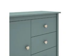 DAVA - Meuble De Rangement 1 Porte 3 Tiroirs En Pin Massif Vert Pétrole -Electroménager Soldes buffet 13029901