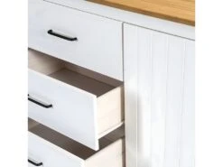 TINA - Buffet Bas 3 Portes 3 Tiroirs Bois Ciré Et Blanc -Electroménager Soldes buffet 13029907