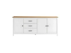 TINA - Buffet Bas 3 Portes 3 Tiroirs Bois Ciré Et Blanc -Electroménager Soldes buffet 13029909