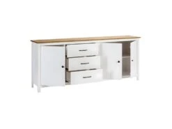 TINA - Buffet Bas 3 Portes 3 Tiroirs Bois Ciré Et Blanc -Electroménager Soldes buffet 13029911