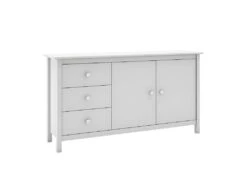 DAVA - Buffet L.130cm 2 Portes 3 Tiroirs En Pin Massif Blanc -Electroménager Soldes buffet 13029927