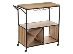 Meuble De Décoration À Roulettes Pour L'organisation De Bouteilles, Verres. 84,5 X 39,2 X 87,5 Cm