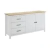 TINA - Buffet Bas 2 Portes 3 Tiroirs Bois Ciré Et Blanc