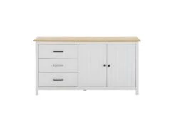TINA - Buffet Bas 2 Portes 3 Tiroirs Bois Ciré Et Blanc -Electroménager Soldes buffet 13143417