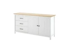 TINA - Buffet Bas 2 Portes 3 Tiroirs Bois Ciré Et Blanc -Electroménager Soldes buffet 13143419