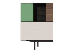 Vaisselier Chêne Wengé Noir, Noyer Et Laqué, 3 Portes, 1 Abattant, 2 Tiroirs - 180L X 46P -Electroménager Soldes buffet 13180687