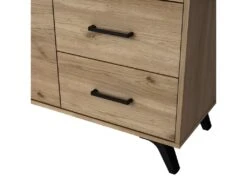 PINIA - Buffet 2 Portes 3 Tiroirs Effet Chêne Naturel Et Noir -Electroménager Soldes buffet 13837319