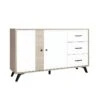 CLARIO - Buffet 2 Portes 3 Tiroirs Effet Bois Clair Et Blanc Mat -Electroménager Soldes buffet 13837351
