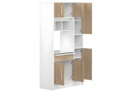 Buffet De Cuisine MADY - 5 Portes & 1 Tiroir - Coloris Blanc Et Chêne -Electroménager Soldes buffet 376629