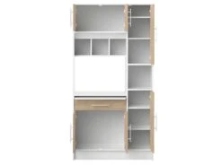 Buffet De Cuisine MADY - 5 Portes & 1 Tiroir - Coloris Blanc Et Chêne -Electroménager Soldes buffet 376631