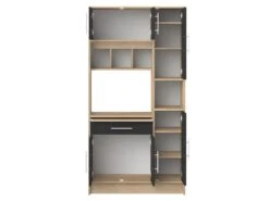 Buffet De Cuisine MADY - 5 Portes & 1 Tiroir - Coloris Noir Et Chêne -Electroménager Soldes buffet 429217