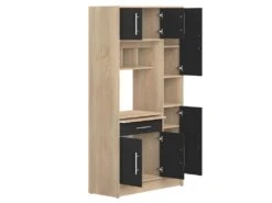Buffet De Cuisine MADY - 5 Portes & 1 Tiroir - Coloris Noir Et Chêne -Electroménager Soldes buffet 429219