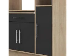Buffet De Cuisine MADY - 5 Portes & 1 Tiroir - Coloris Noir Et Chêne -Electroménager Soldes buffet 429221