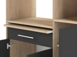 Buffet De Cuisine MADY - 5 Portes & 1 Tiroir - Coloris Noir Et Chêne -Electroménager Soldes buffet 429231