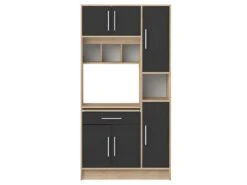 Buffet De Cuisine MADY - 5 Portes & 1 Tiroir - Coloris Noir Et Chêne -Electroménager Soldes buffet 429235