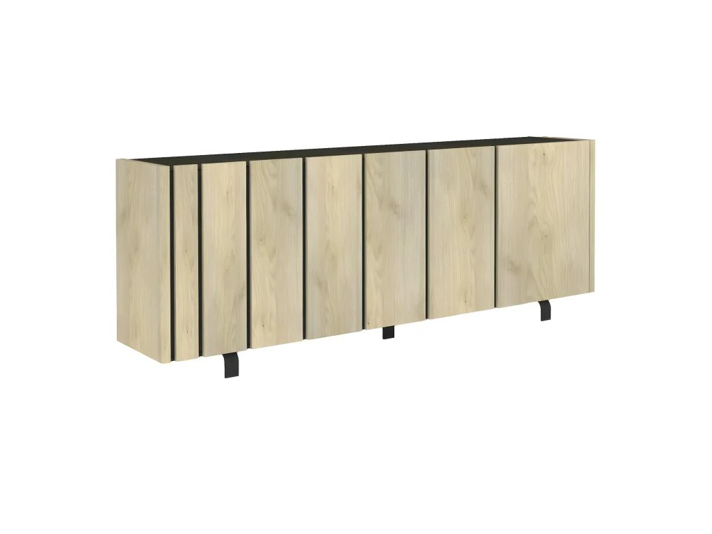 YUMA - Buffet 4 Portes Industriel Effet Chêne Et Métal 3 YUMA - Buffet 4 Portes Industriel Effet Chêne Et Métal