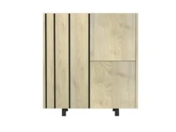 YUMA - Meuble De Rangement 3 Portes Industriel Effet Chêne -Electroménager Soldes buffet 8932545