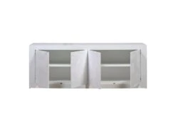 DAYTON WHITE - Buffet 4 Portes Laqué Blanc à Relief Et Leds -Electroménager Soldes buffet 8933407
