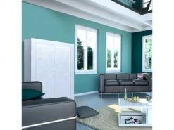 DAYTON WHITE - Meuble De Rangement 2 Portes Laqué Blanc Et Leds -Electroménager Soldes buffet 8933447