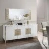 SAFARY - Buffet 3 Portes Laqué Blanc Et Or Décor Sérigraphié 1 SAFARY - Buffet 3 Portes Laqué Blanc Et Or Décor Sérigraphié -Electroménager Soldes buffet 8940663